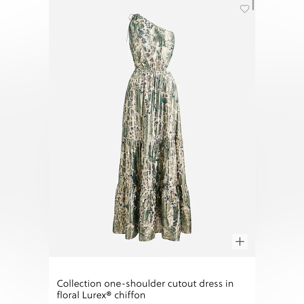 Jcrew Collection one-shoulder cutout dress in floral Lurex® chiffon — NWT!
